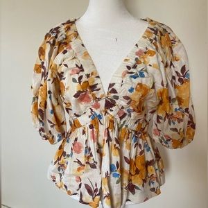 Abercrombie & Fitch plunge neck floral blouse